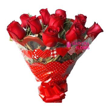 Buquê com 12 Rosas vermelhas