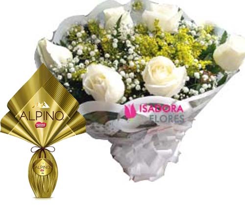 Buquê Rosas Brancas + Ovo Alpino