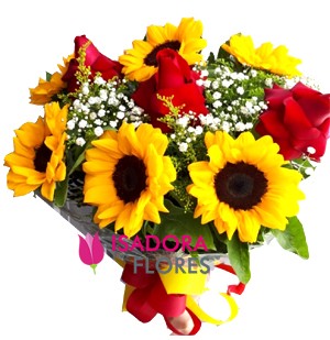 Girassól com Rosas