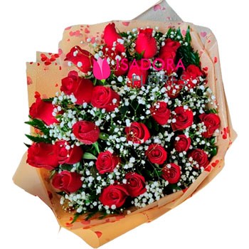 Buquê com rosas vermelhas