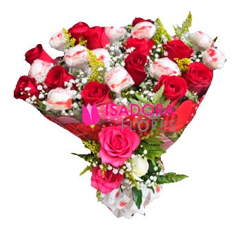 Buquê com Rosas e Raffaello
