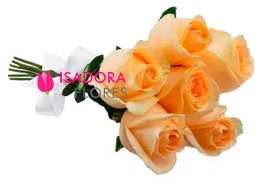 Buquê meia dz de rosas chá
